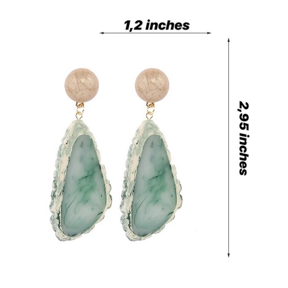 Acrylic Stone Green Earrings - Picture 5 of 5